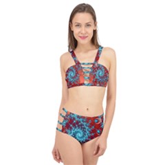 Fractal Pattern Background Cage Up Bikini Set by Uceng