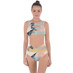 Leaves Pattern Design Colorful Bandaged Up Bikini Set  by Uceng