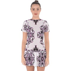 Frame Border Picture Frame Drop Hem Mini Chiffon Dress by Uceng