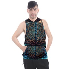 Brain Mind Technology Circuit Board Layout Patterns Men s Sleeveless Hoodie by Uceng