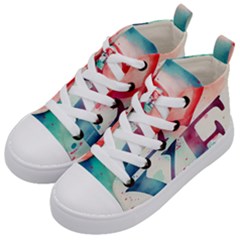 Valentines Day Heart Watercolor Background Kids  Mid-top Canvas Sneakers by artworkshop