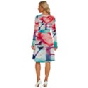 Valentines Day Heart Watercolor Background Long Sleeve Dress With Pocket View4