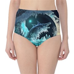 Sculpture Dinosaur Shark Frozen Winter Fantasy Classic High-waist Bikini Bottoms by Ravend