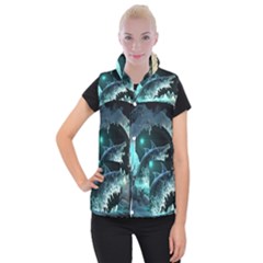 Sculpture Dinosaur Shark Frozen Winter Fantasy Women s Button Up Vest by Ravend