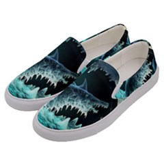 Sculpture Dinosaur Shark Frozen Winter Fantasy Men s Canvas Slip Ons by Ravend