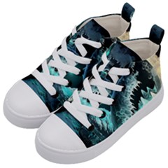 Sculpture Dinosaur Shark Frozen Winter Fantasy Kids  Mid-top Canvas Sneakers by Ravend