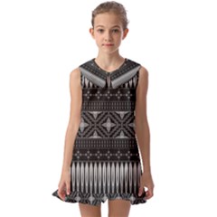 Abstract Art Artistic Backdrop Black Brush Card Kids  Pilgrim Collar Ruffle Hem Dress by Ravend