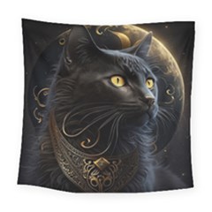 Ai Generated Cat Moon Feline Cute Square Tapestry (large) by Ravend