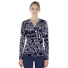 Arctic Monkeys Digital Wallpaper Pattern No People Creativity V-neck Long Sleeve Top by Sudhe