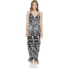 Arctic Monkeys Digital Wallpaper Pattern No People Creativity Sleeveless Tie Ankle Chiffon Jumpsuit by Sudhe