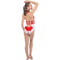 Canada Flag Canadian Flag View Halter Front Plunge Swimsuit View2