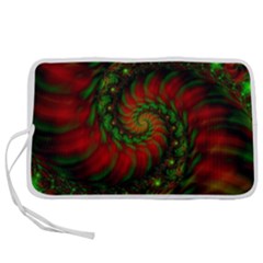 Fractal Green Red Spiral Happiness Vortex Spin Pen Storage Case (l) by Ravend