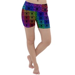 Rainbow Grid Form Abstract Background Graphic Lightweight Velour Yoga Shorts by Ravend