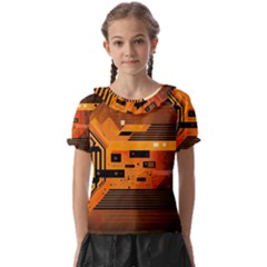 Technology Design Tech Computer Future Business Kids  Frill Chiffon Blouse by Ravend