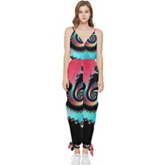 Fractals Abstract Art Digital Art Abstract Art Sleeveless Tie Ankle Chiffon Jumpsuit by Ravend