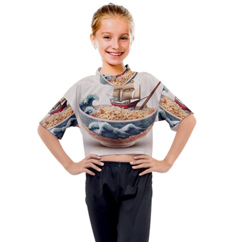 Ai Generated Noodles Pirate Chinese Food Food Kids Mock Neck Tee by danenraven