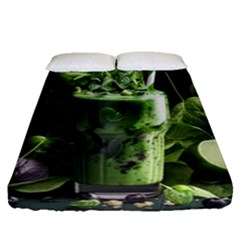 Ai Generated Drink Spinach Smooth Apple Ginger Fitted Sheet (queen Size) by danenraven