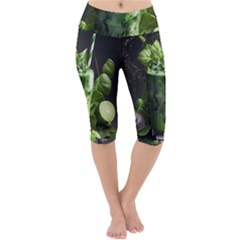 Ai Generated Drink Spinach Smooth Apple Ginger Lightweight Velour Cropped Yoga Leggings by danenraven