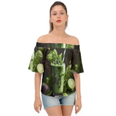 Ai Generated Drink Spinach Smooth Apple Ginger Off Shoulder Short Sleeve Top by danenraven