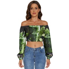 Ai Generated Drink Spinach Smooth Apple Ginger Long Sleeve Crinkled Weave Crop Top by danenraven