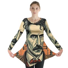 Ai Generated Nikola Tesla Tesla Nikolas Electricity Long Sleeve Tunic  by danenraven