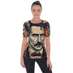 Ai Generated Nikola Tesla Tesla Nikolas Electricity Shoulder Cut Out Short Sleeve Top by danenraven