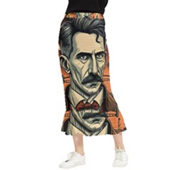 Ai Generated Nikola Tesla Tesla Nikolas Electricity Maxi Fishtail Chiffon Skirt by danenraven