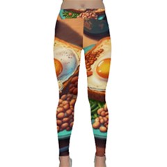 Ai Generated Breakfast Egg Beans Toast Plate Classic Yoga Leggings by danenraven