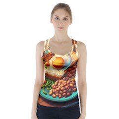 Ai Generated Breakfast Egg Beans Toast Plate Racer Back Sports Top by danenraven