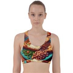 Ai Generated Breakfast Egg Beans Toast Plate Back Weave Sports Bra by danenraven