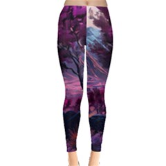 Landscape Landscape Painting Purple Purple Trees Leggings  by danenraven