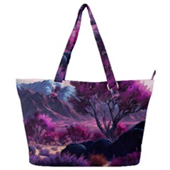 Landscape Landscape Painting Purple Purple Trees Full Print Shoulder Bag by danenraven