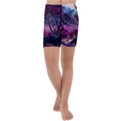 Landscape Landscape Painting Purple Purple Trees Kids  Lightweight Velour Capri Yoga Leggings by danenraven