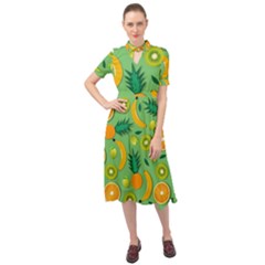 Fruit Tropical Pattern Design Art Pattern Keyhole Neckline Chiffon Dress by Ravend