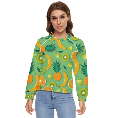 Fruit Tropical Pattern Design Art Pattern Women s Long Sleeve Raglan Tee by Ravend