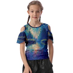 Oil Painting Night Scenery Fantasy Kids  Butterfly Cutout Tee by Ravend