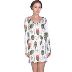 Poppies Red Poppies Red Flowers Long Sleeve Nightdress by Ravend