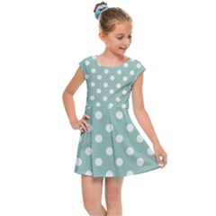 Light Blue And White Polka Dots Kids  Cap Sleeve Dress by GardenOfOphir