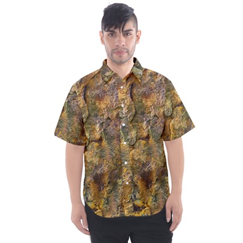 Rusty Orange Abstract Surface Men s Short Sleeve Shirt by dflcprintsclothing