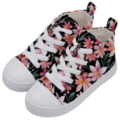 Classy Botanicals – Watercolor Flowers Botanical Kids  Mid-top Canvas Sneakers by GardenOfOphir