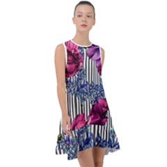 Dazzling Watercolor Flowers Frill Swing Dress by GardenOfOphir