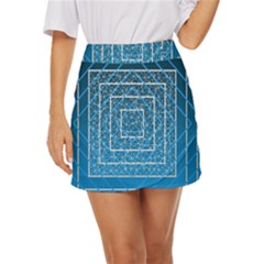 Network Social Abstract Mini Front Wrap Skirt by Ravend