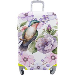 Hummingbird In Floral Heart Luggage Cover (large) by augustinet