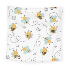 Bee Art Pattern Design Wallpaper Background Print Square Tapestry (large) by Ravend