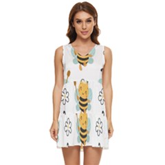 Art Bee Pattern Design Wallpaper Background Tiered Sleeveless Mini Dress by Ravend