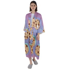 Cookies Chocolate Chips Chocolate Cookies Sweets Maxi Satin Kimono by Ravend