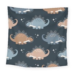 Dino Art Pattern Design Wallpaper Background Square Tapestry (large) by Ravend