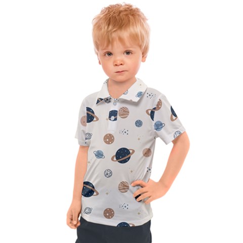 Space Planets Art Pattern Design Wallpaper Kids  Polo Tee by Ravend