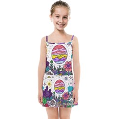 Rainbow Fun Cute Minimal Doodle Drawing Unique Kids  Summer Sun Dress by Ravend