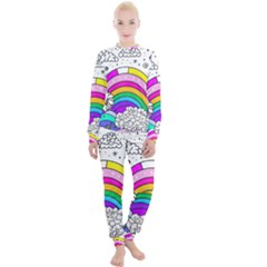 Rainbow Fun Cute Minimal Doodle Drawing Art Women s Lounge Set by Ravend